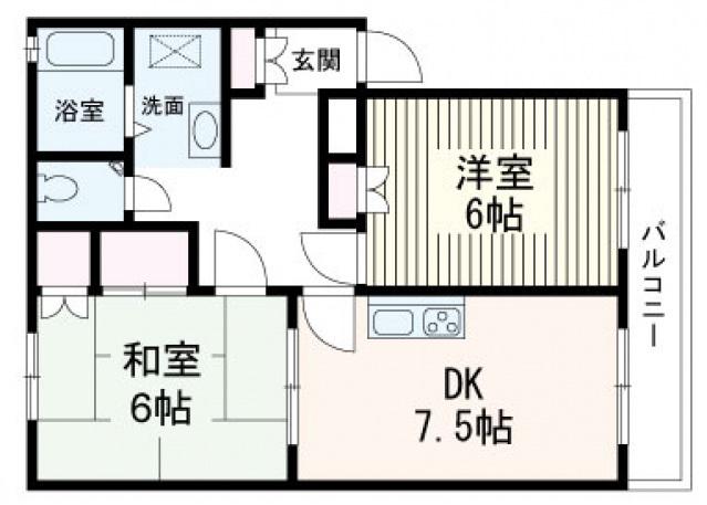 サンヒルズ庚午(2DK/3階)の間取り写真