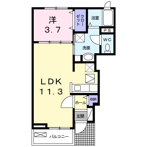 エバンレジデンスⅡ(1LDK/1階)の間取り写真