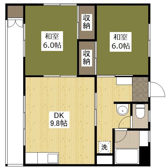 平井マンション(2DK/1階)の間取り写真