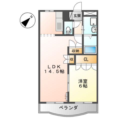 プロニティ東建(1LDK/2階)の間取り写真
