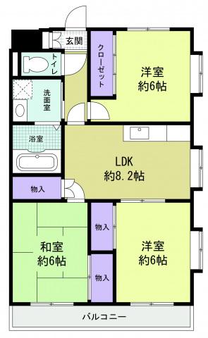 プレミールS(3DK/2階)の間取り写真