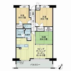 パークヒルズ己斐西町(3LDK/6階)の間取り写真