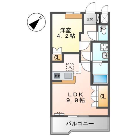 ヒールコートA&G(1LDK/1階)の間取り写真