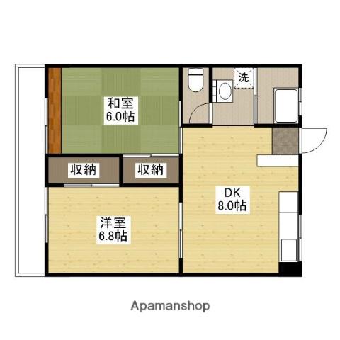 牛田コーポラス(2DK/1階)の間取り写真