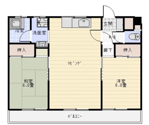 山下レジデンス(2LDK/4階)の間取り写真