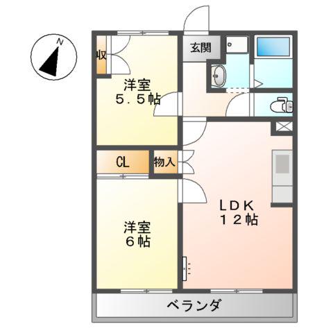 エルコーポ中山(2LDK/2階)の間取り写真