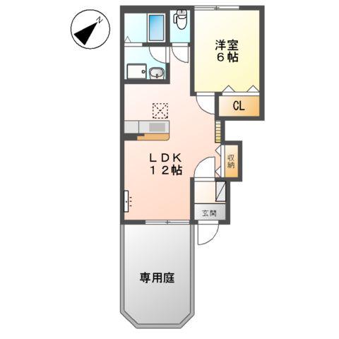 グランデュール(1LDK/1階)の間取り写真