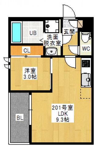 REGALEST 宇品御幸(1LDK/2階)の間取り写真