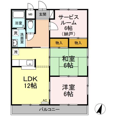 グランドハイツ(2SLDK/1階)の間取り写真