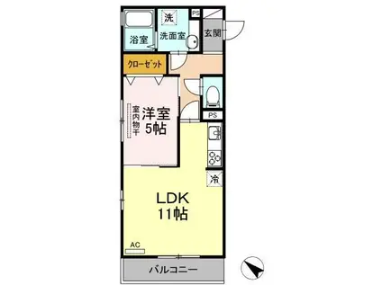 可部線 七軒茶屋駅 徒歩4分 3階建 築6年(1LDK/2階)の間取り写真