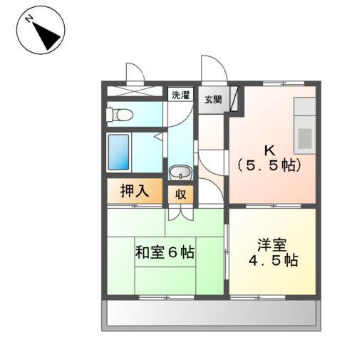 アスパラ館(2K/1階)の間取り写真