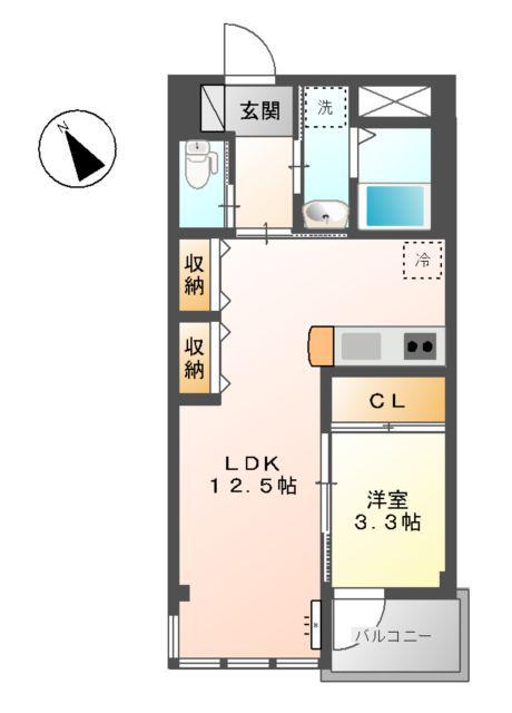 KK BLDG(1LDK/1階)の間取り写真