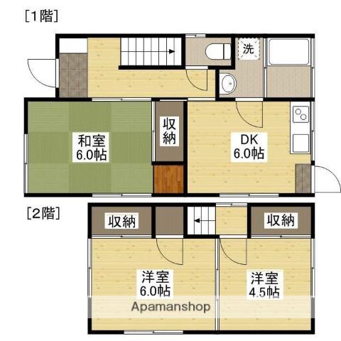 山陽本線 西広島駅 徒歩18分 2階建 築46年(3DK)の間取り写真