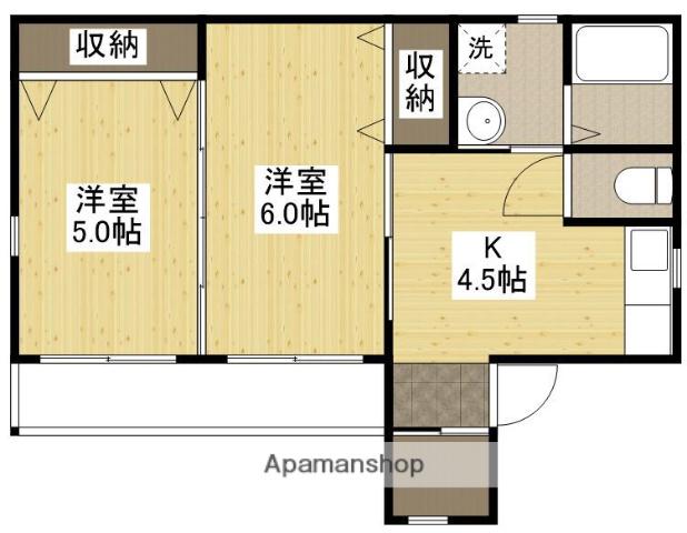 アイランドビル22(2K/1階)の間取り写真