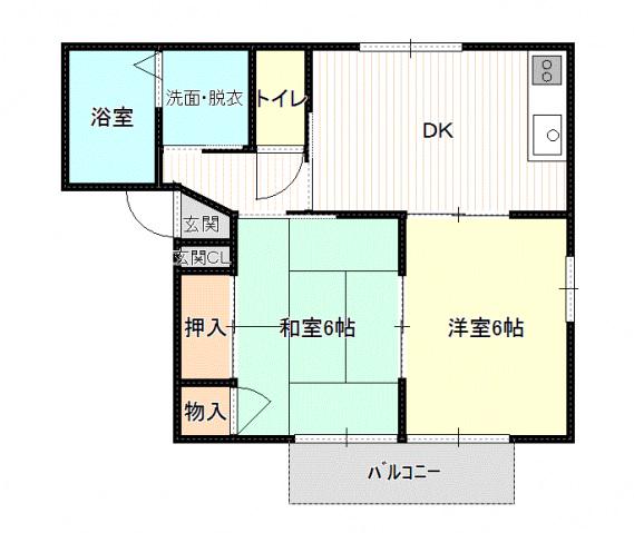 メゾン原之前C棟(2DK/1階)の間取り写真