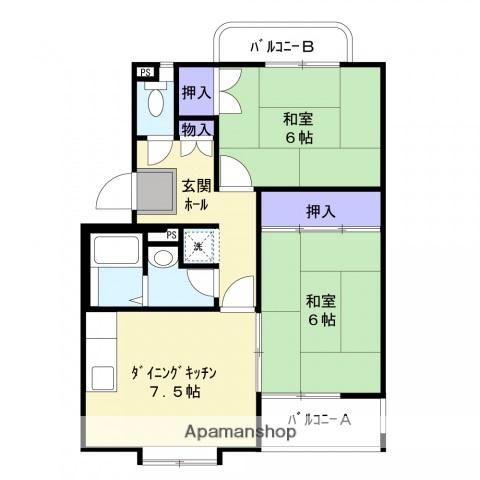 ミチルーム可部南(2DK/1階)の間取り写真