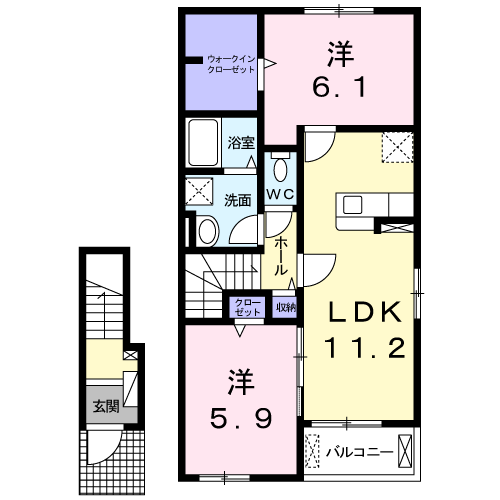 イリニⅡ(2LDK/2階)の間取り写真