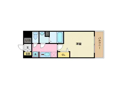 プレサンス広島中央(1K/13階)の間取り写真