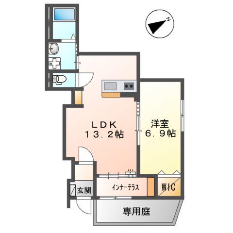 フィオーレ(1LDK/1階)の間取り写真