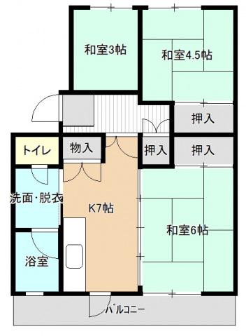 高陽金平団地 2号棟(3K/3階)の間取り写真