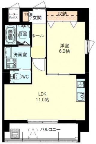 BRILLIANT COURT KUBOI(1LDK/5階)の間取り写真