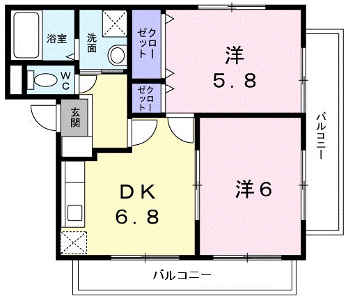 メゾン・ド・エクセラン(2DK/1階)の間取り写真