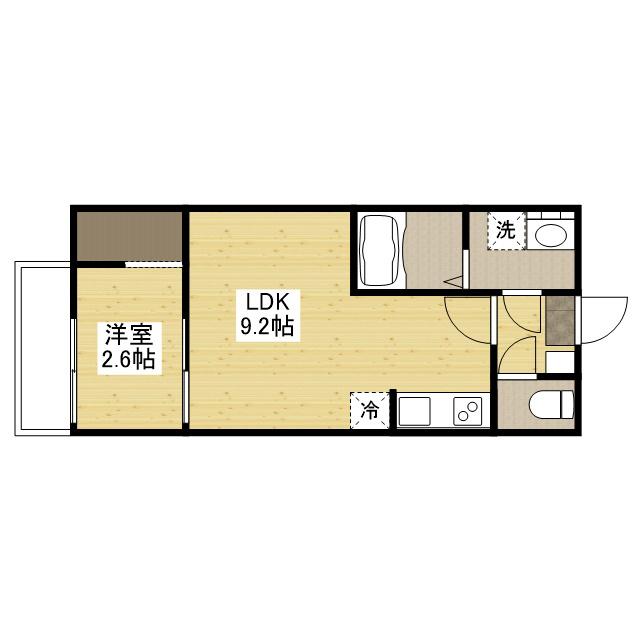 シャインライズ楽々園(1LDK/3階)の間取り写真