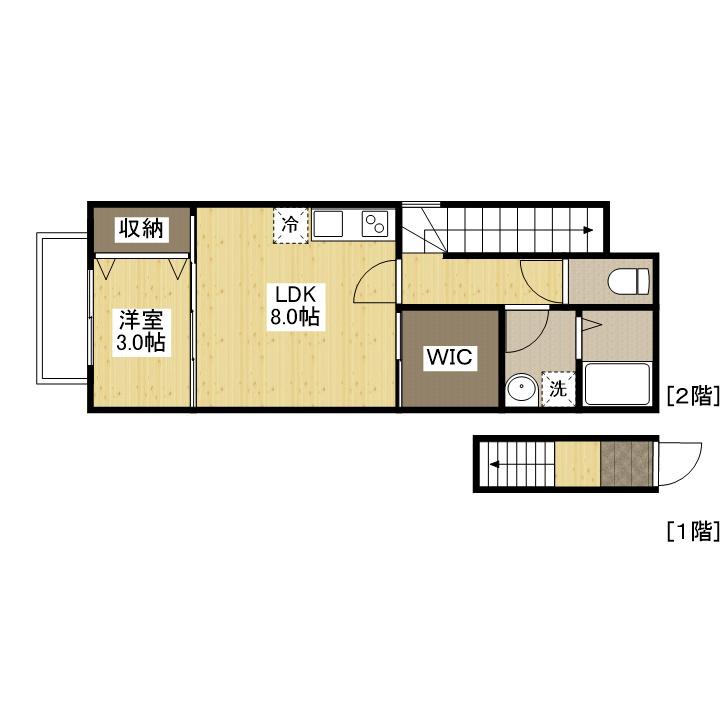 セブンプロート庚午中(1LDK/2階)の間取り写真