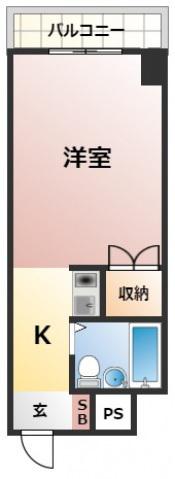 ノースウイングス(ワンルーム/4階)の間取り写真