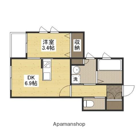 ネオメゾン可部(1DK/3階)の間取り写真