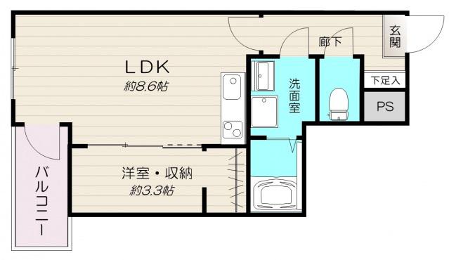 フリートフォルヴィラ古江新町B(1LDK/1階)の間取り写真