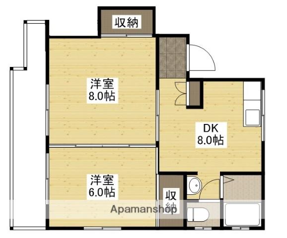 メゾン幸(2DK/4階)の間取り写真