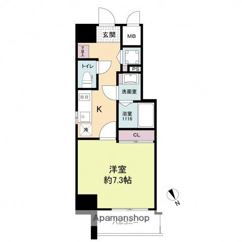 ブランシエスタ河原町(1K/4階)の間取り写真