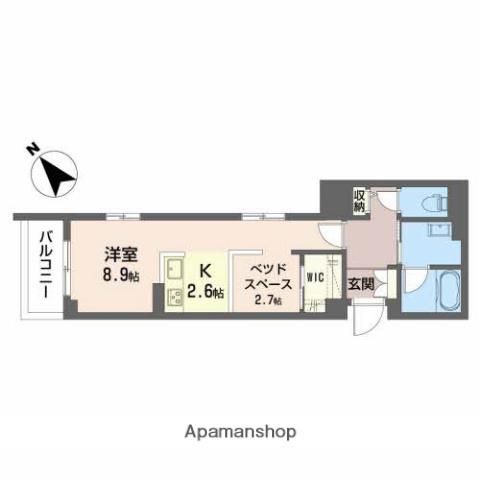 クリソベリル(ワンルーム/2階)の間取り写真