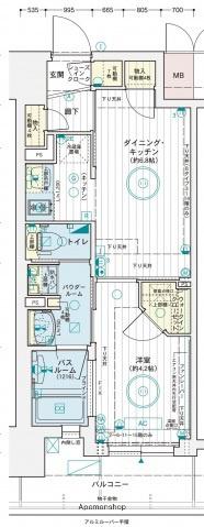 EC広島国泰寺(1DK/13階)の間取り写真