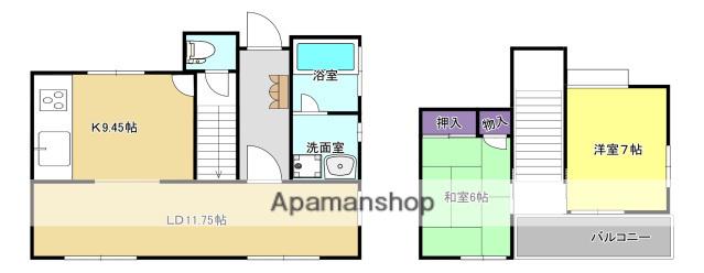 アストラムライン 中筋駅 徒歩6分 2階建 築41年(3LDK)の間取り写真