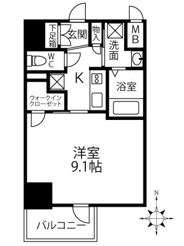 IーSTAGE住吉町(1K/6階)の間取り写真