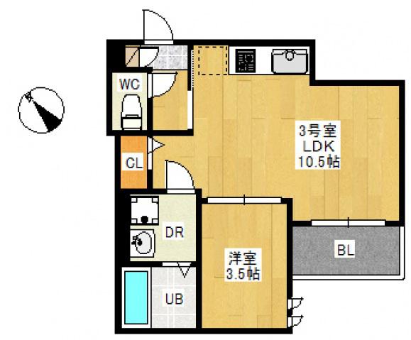 PENSION JULY廿日市駅前 REGALEST廿日市(1LDK/3階)の間取り写真