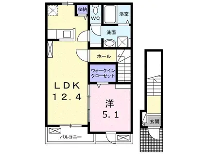 レグルス高陽(1LDK/2階)の間取り写真