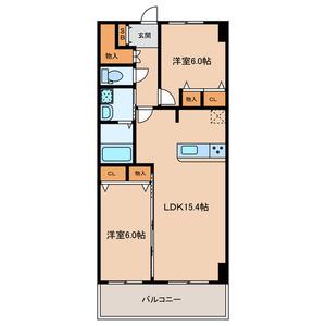 白島城北東亜ビル(2LDK/10階)の間取り写真