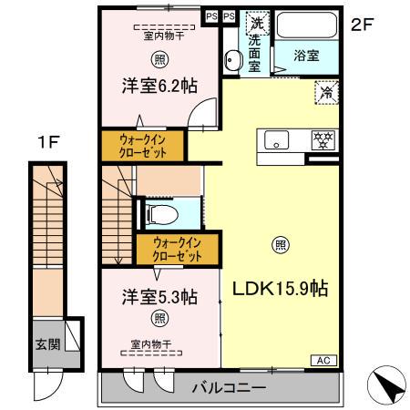 サニースクエアⅡ(2LDK/2階)の間取り写真