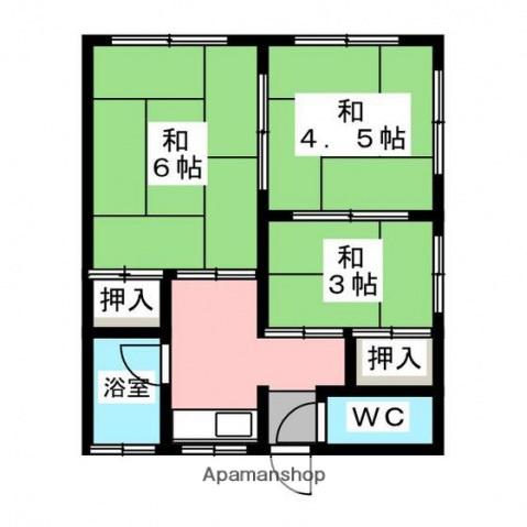 芸備線 矢賀駅 徒歩12分 2階建 築46年(3K/2階)の間取り写真