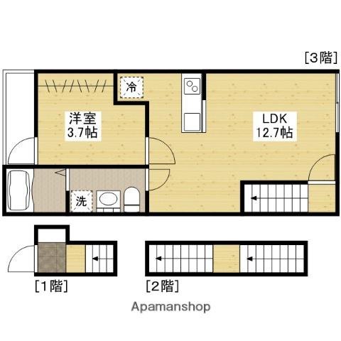 PABLO戸坂 A棟(1LDK/3階)の間取り写真