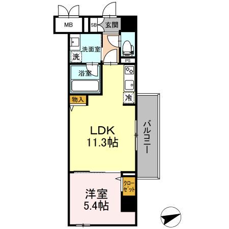 LE GRANDEUR 阿賀中央(1LDK/6階)の間取り写真