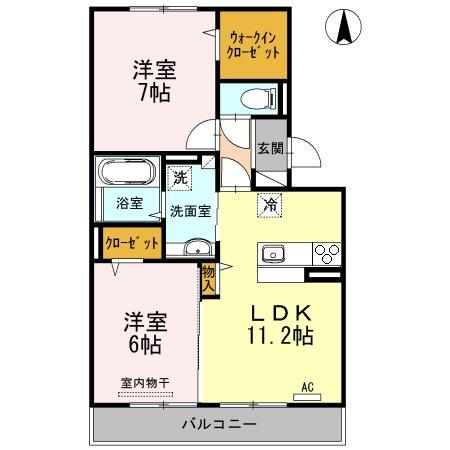 メルベーユ中筋(2LDK/2階)の間取り写真