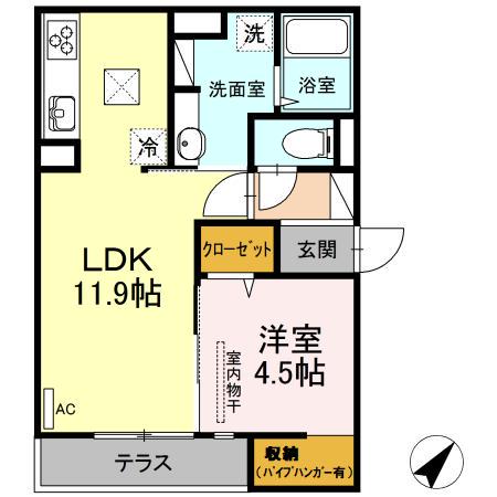 KANATA KOGO(1LDK/1階)の間取り写真