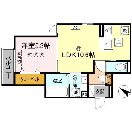 CAMPANELLA江波二本松(1LDK/1階)の間取り写真