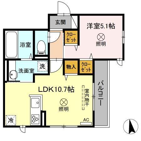 セレーノ(1LDK/2階)の間取り写真