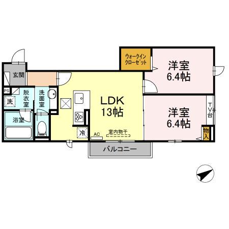 ヴェール高須(2LDK/1階)の間取り写真