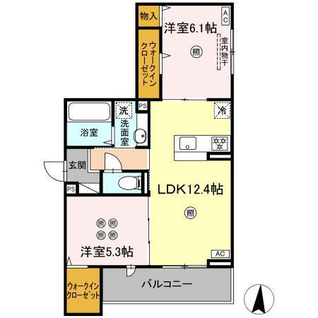 セジュール ピア 吉島(2LDK/3階)の間取り写真
